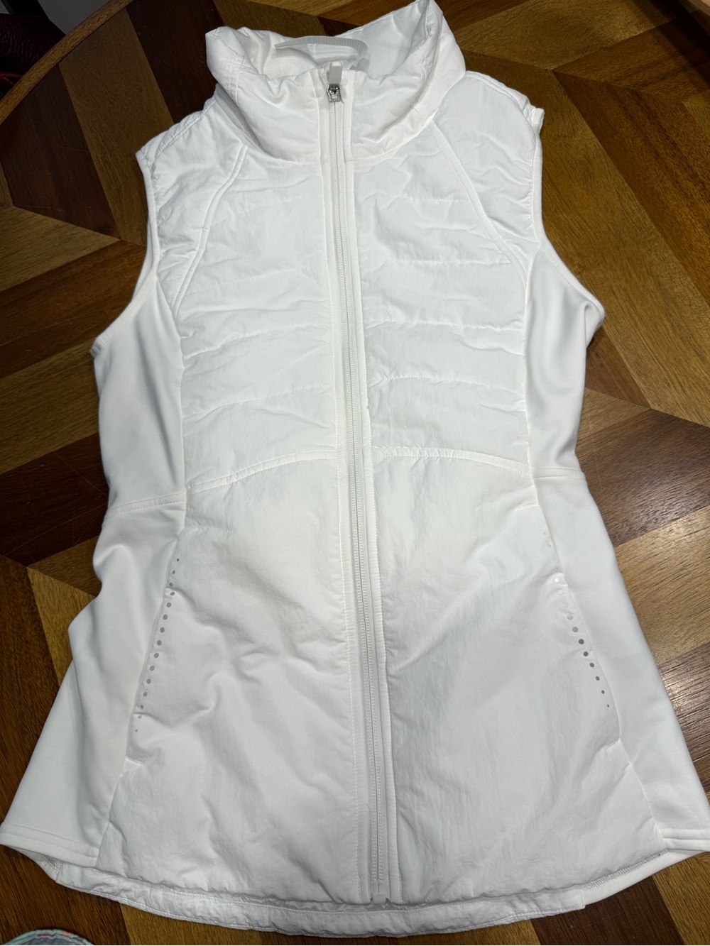 Lululemon Another Mile White Quilted Zip-Up Vest without hood